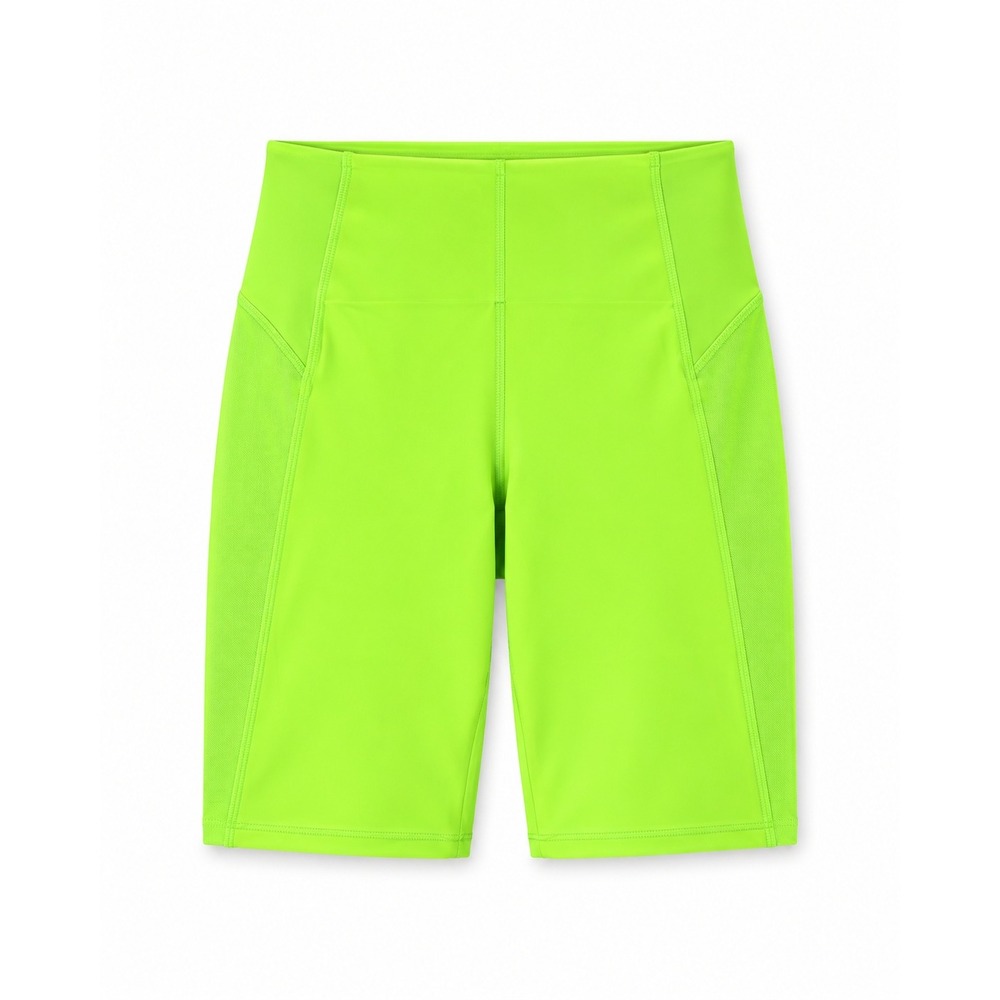 Athleta Stay Fly 9 Inch Short Neon Yellow Reflective High Rise Athletic Shorts M
